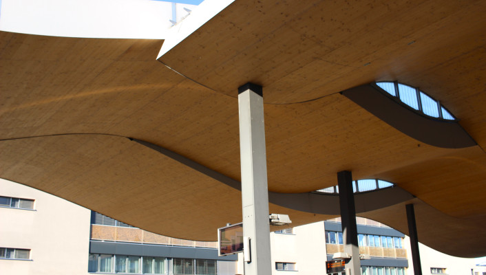 Holzsystembau Dachtragwerk_Busbahnhof Dornach-Arlesheim