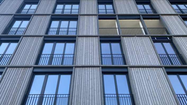 Holzfassade_Eisenbahner Baugenossenschaft Basel, Birsstrasse
